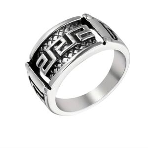 Men's Stainless Steel Greek Key Ring Size 11